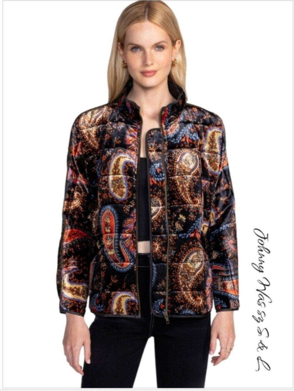 NWT Johnny Was Sezana Paisley Quilted Velvet Bomber Jacket Sz S